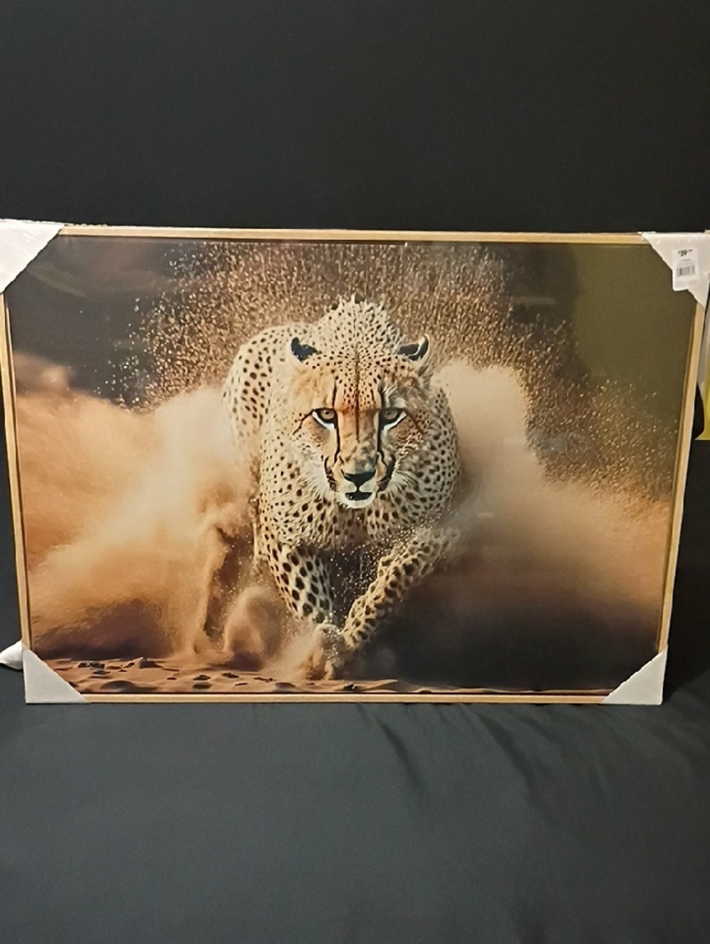 Framed Cheetah Wall Art Print in Tan and Black
